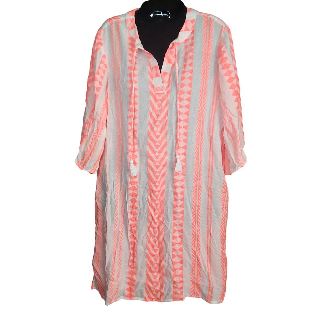 NWT | White Neon Swim Coverup Goa Beachwear Kaftan Boho Tribal Pattern sz Small